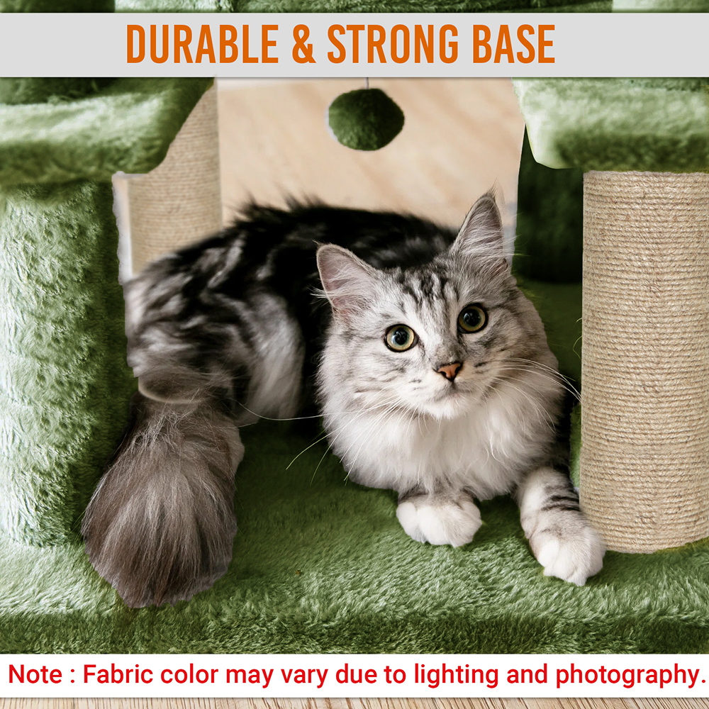 Furrlovers Multi Level Cat Tree Tower with Scratching Posts, Hammock & Condo (Green) image 2