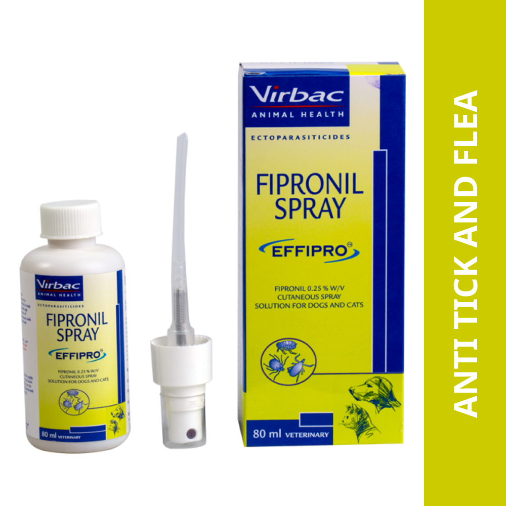 Virbac Effipro (Fipronil) Tick and Flea Control Spray for Dogs & Cats (80ml) image 1