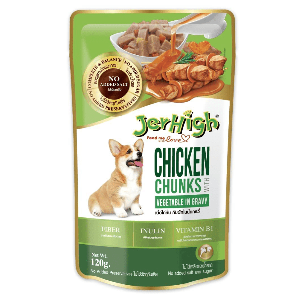 Henlo Chicken & Vegetable Baked Dry Food for Adult Dogs and JerHigh Vegetable and Chicken in Gravy Dog Wet Food Combo image 2