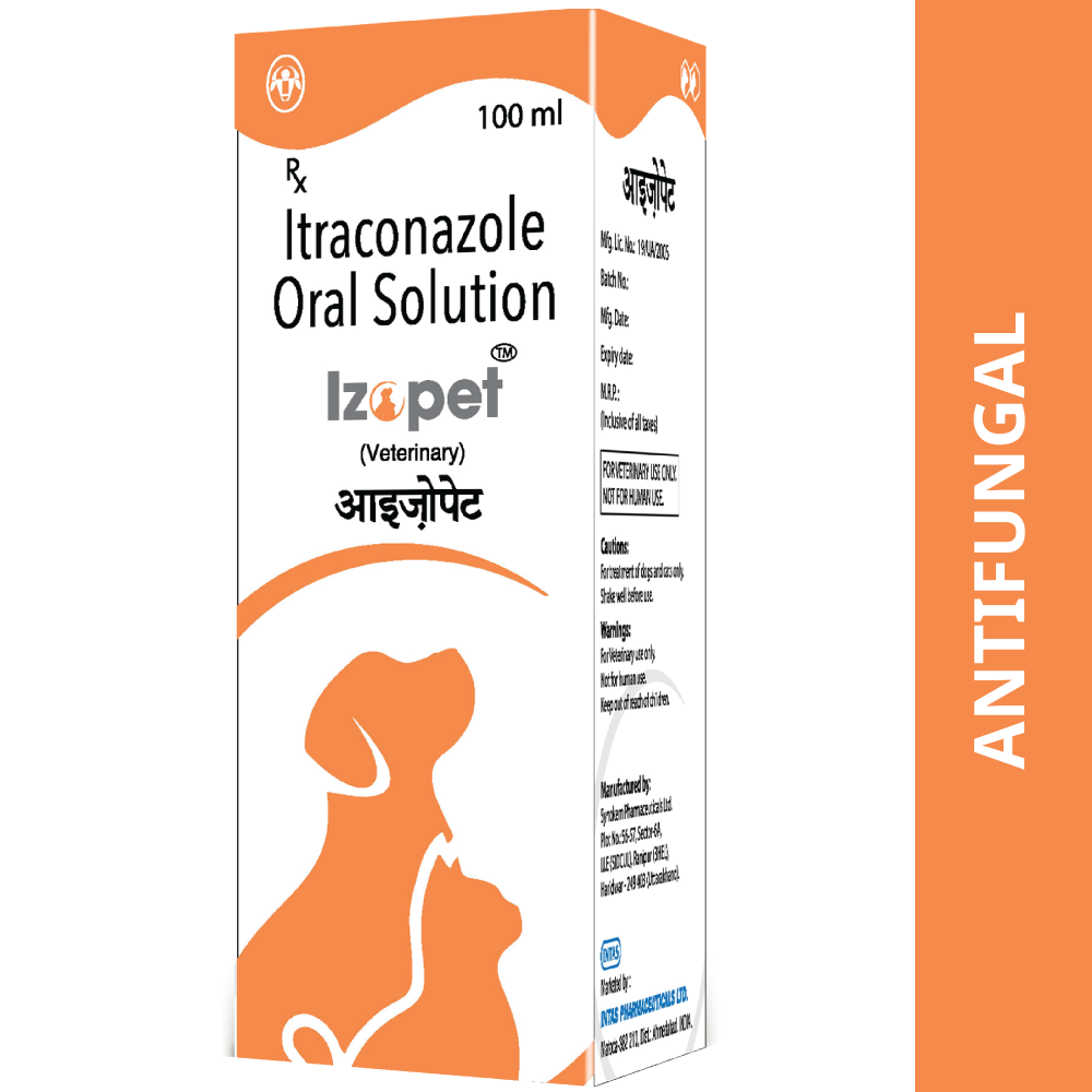 Intas Izopet Itraconazole Syrup for Dogs and Cats (100ml)