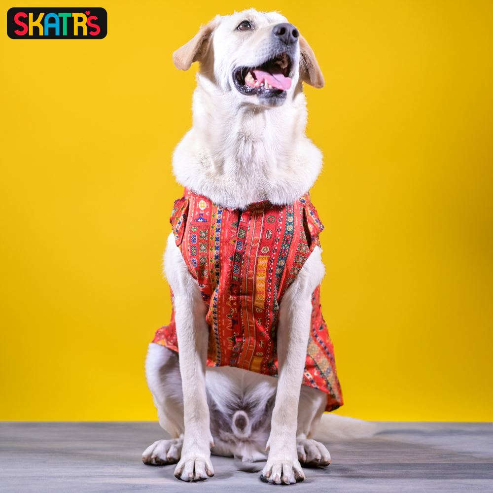 Skatrs Cotton Printed Kurta for Dogs and Cats (Red) image 4