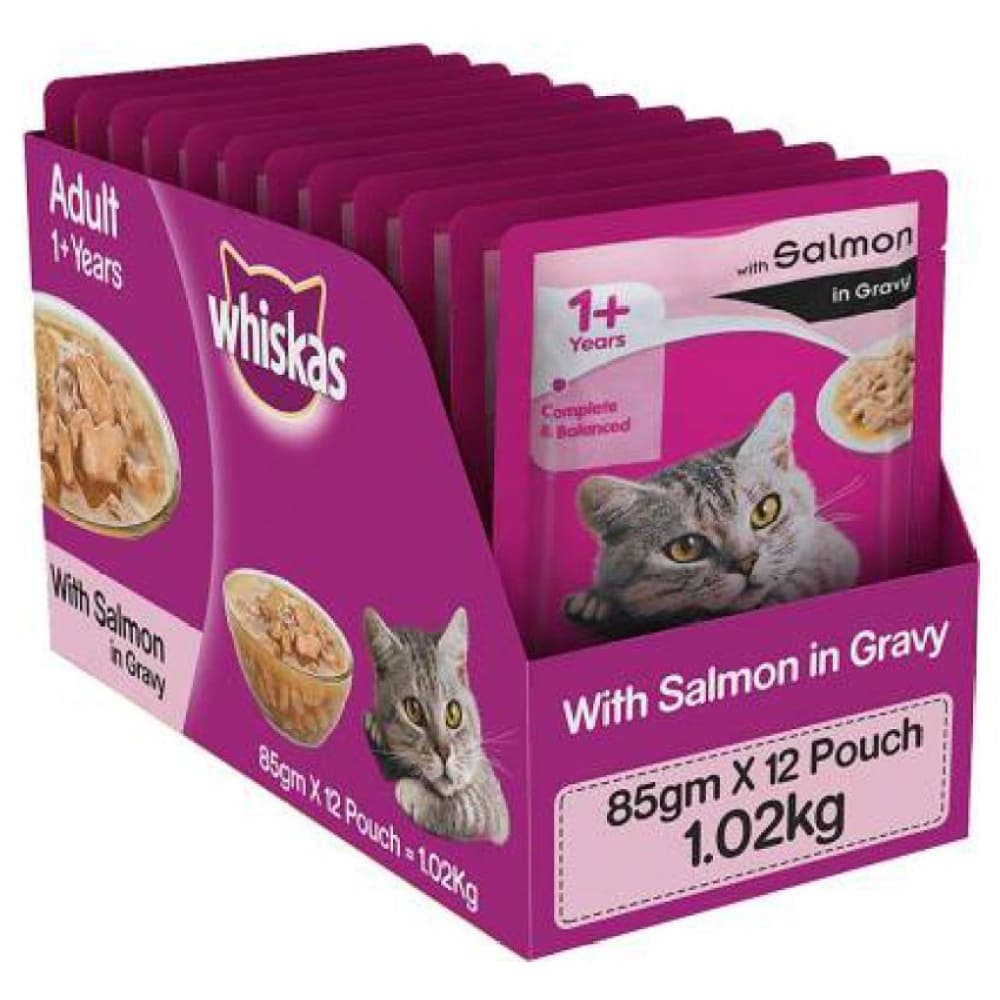 Whiskas Chicken With Tuna And Carrot in Gravy and Salmon in Gravy Meal Adult Cat Wet Food Combo image 3