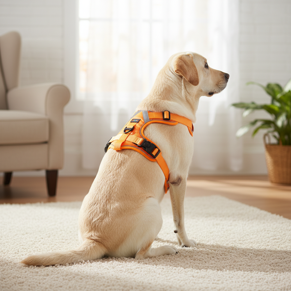 Skatrs Fully Padded Comfort Fiery Reflective Harness for Dogs & Cats (Orange) image 8