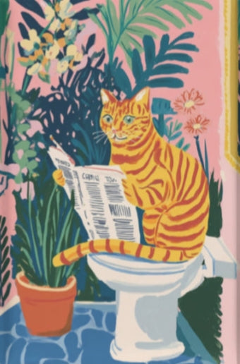 EverythingBoho The News Hungry Cat Wall Art (White) image 2