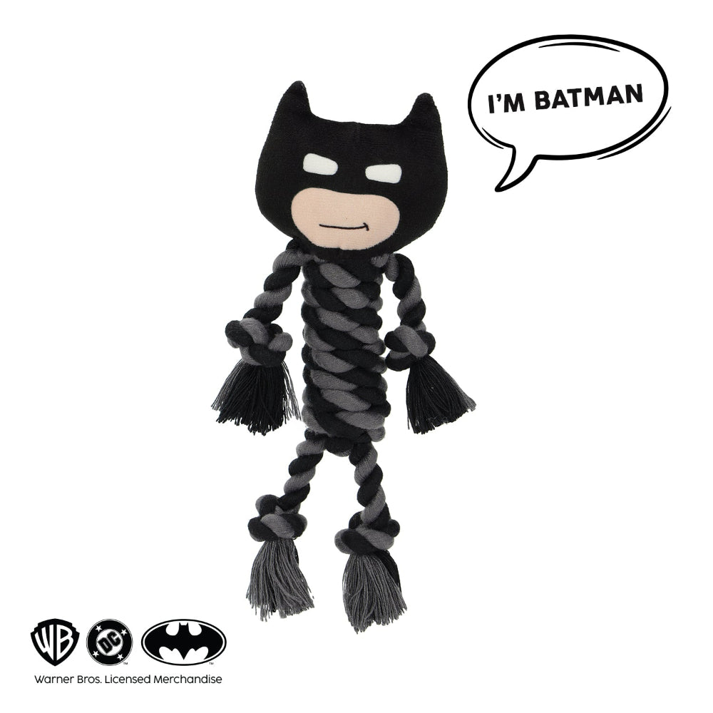 Warner Bros Batman Teething Rope Toy for Dogs and Cats (Black and Grey) image 1