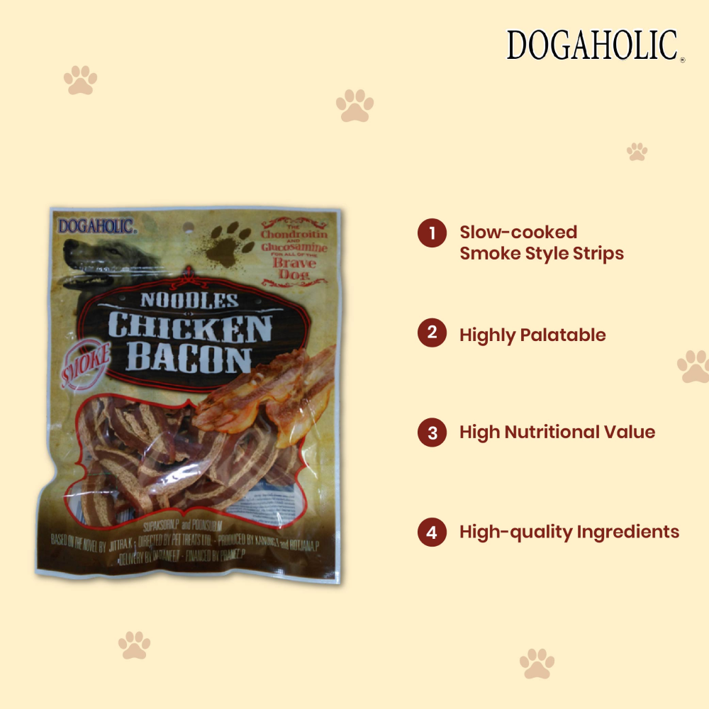 Dogaholic Noodles Smoked Chicken Bacon Strips Dog Treats image 5