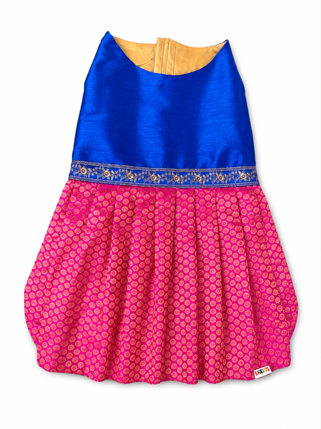 Skatrs Ethnic Lehenga Dress for Dogs and Cats (Royal Pink & Blue) image 6