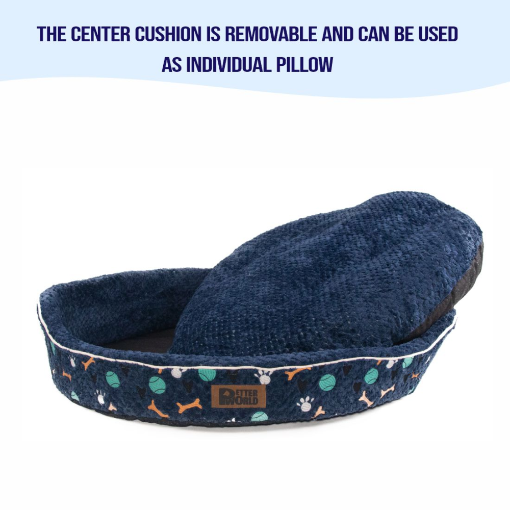 Petter World Soft Micro Fur Round Orthopedic Cuddler Bed with Removable Cushion Top for Dogs (Ensign Blue) image 3