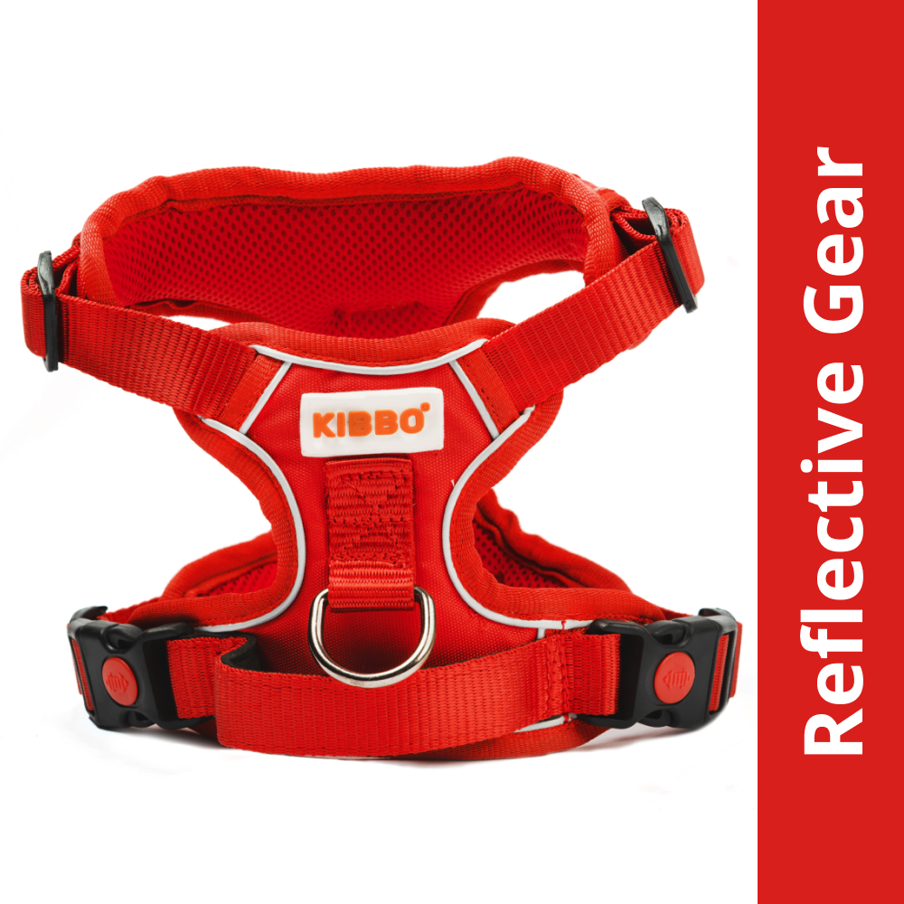 Kibbo Reflective Vest Harness with Dual Lock Buckle for Dogs (Red)