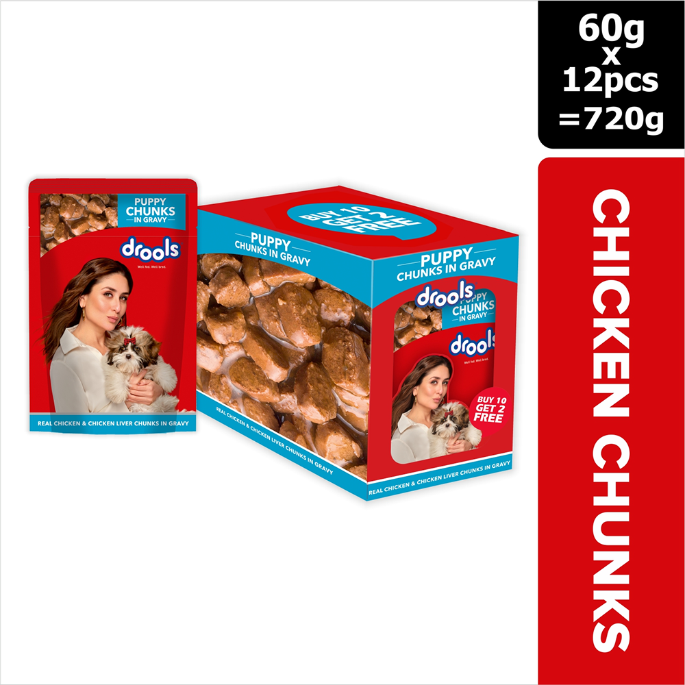 Drools Real Chicken & Chicken Liver Chunks in Gravy Puppy Dog Wet Food (60g)