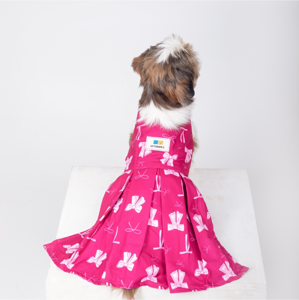 15 Furries Hot Pink Bow Dress for Dogs image 1