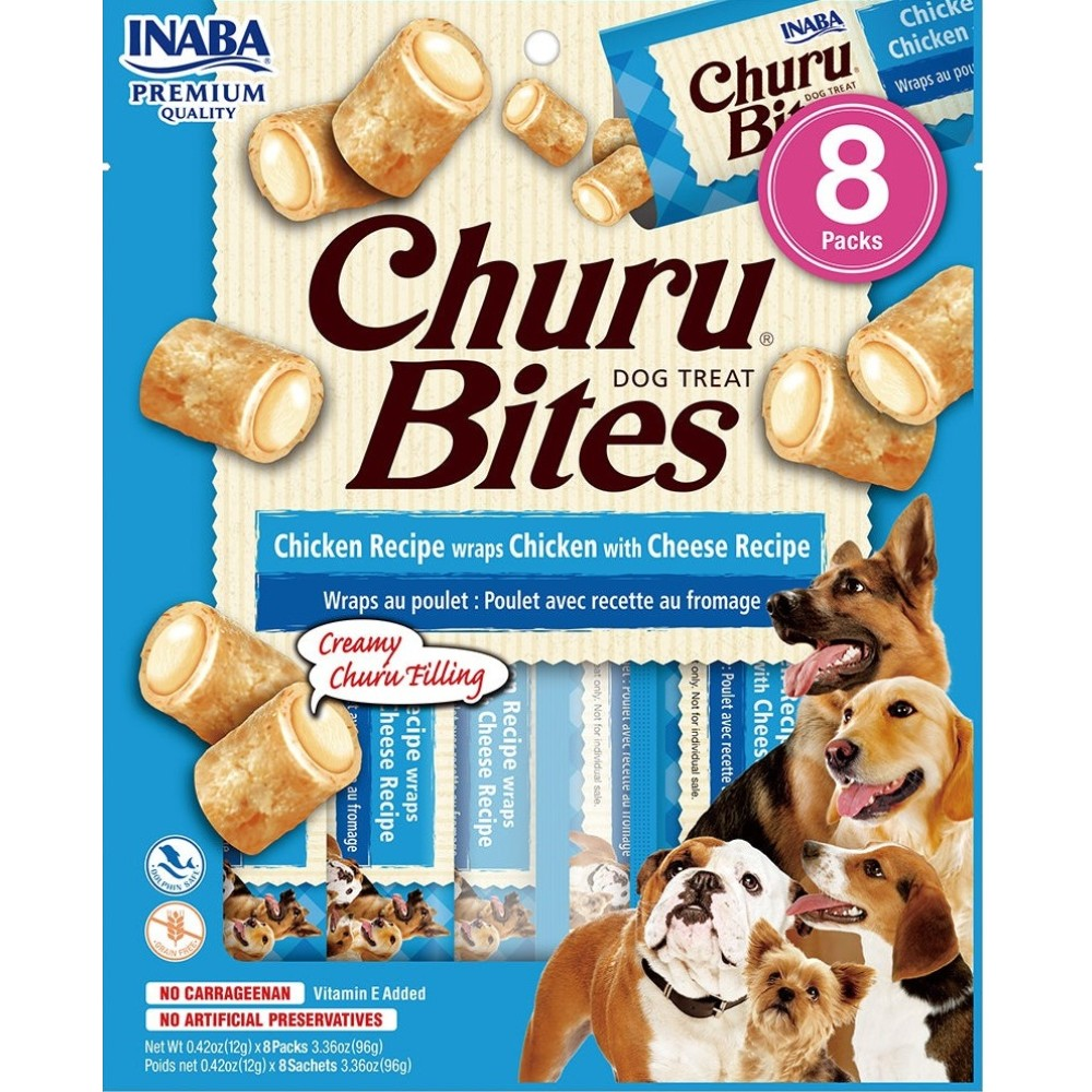 INABA Churu Bites Chicken Recipe Wraps Chicken with Cheese Flavour Dog Treats