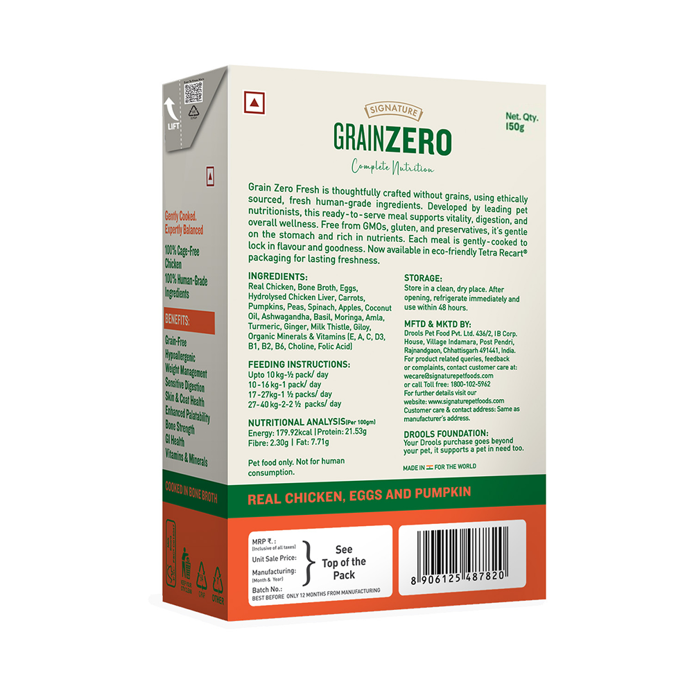 Signature Grain Zero Tetra Pack Real Chicken Egg & Pumpkin Dog Fresh Food image 2