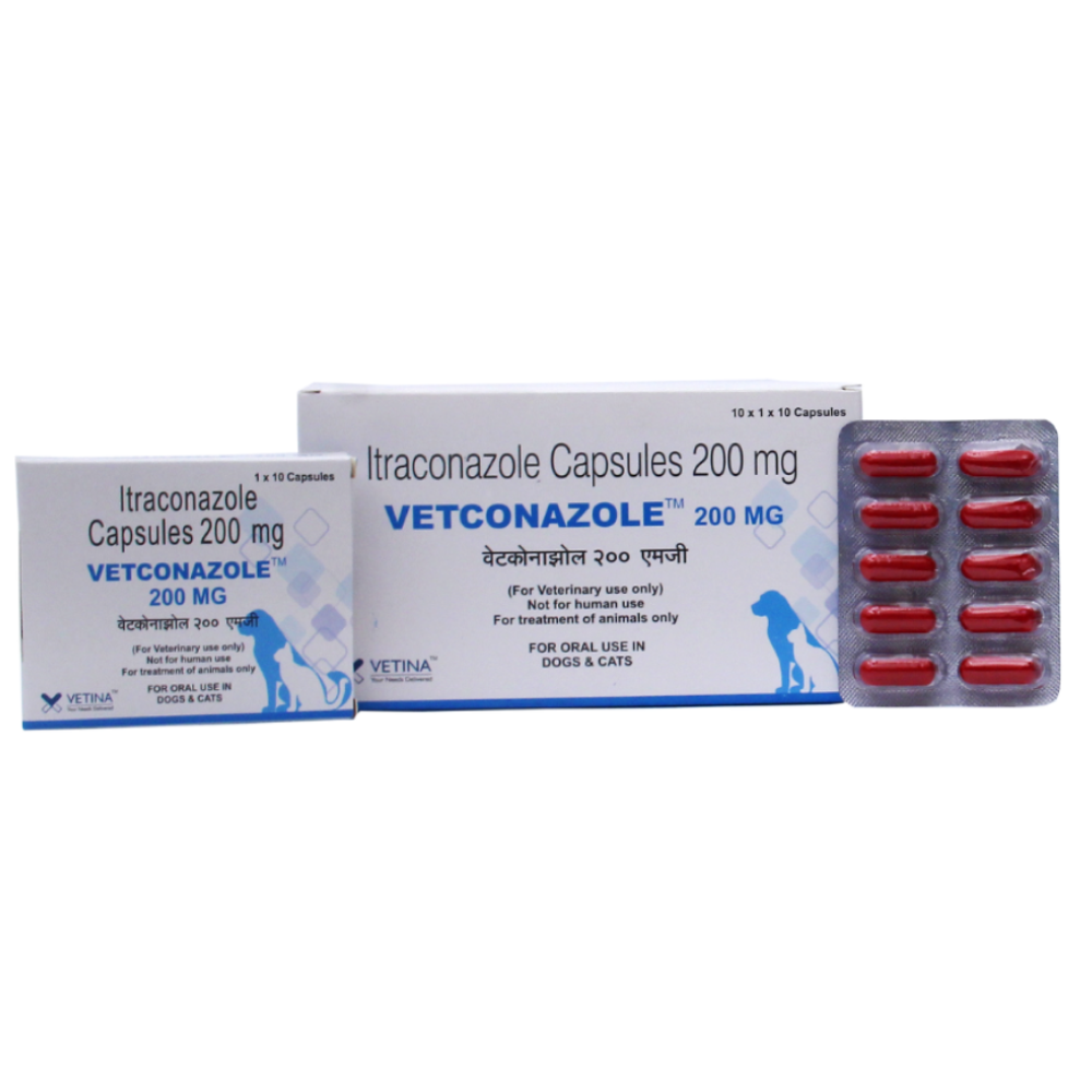 Vetina Vetconazole Capsule 200mg (Itraconazole) Capsules for Dogs and Cats