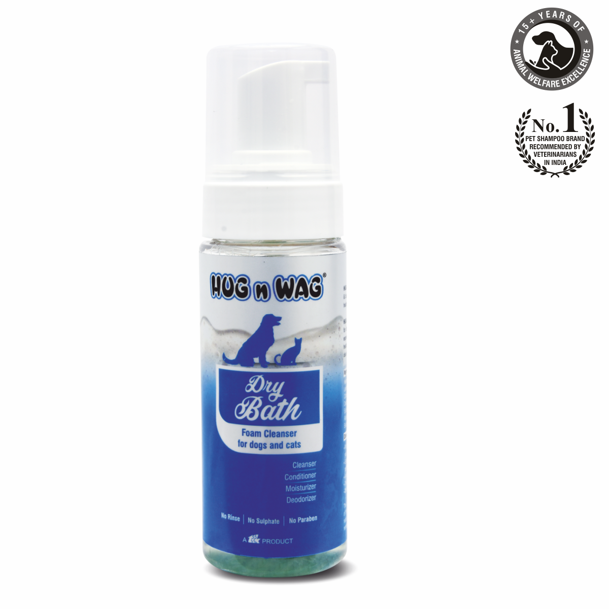 TTK Hug n Wag Dry Bath Foam Cleanser for Dogs and Cats