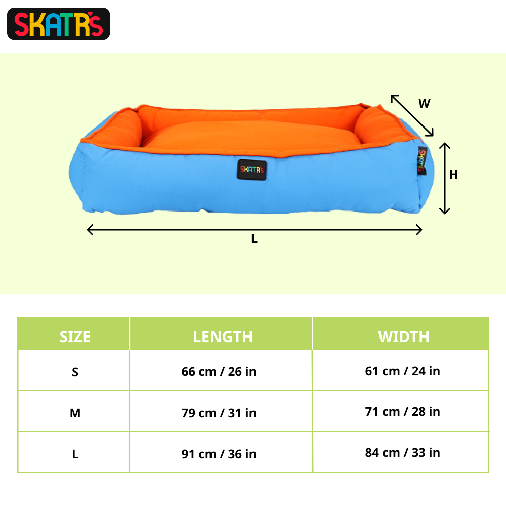 Skatrs Square Shaped Bed for Dogs & Cats (Orange & Blue) image 5