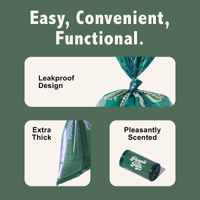 Purple Tails Poop Bags Sandalwood Scented for Dogs (Green) image 3