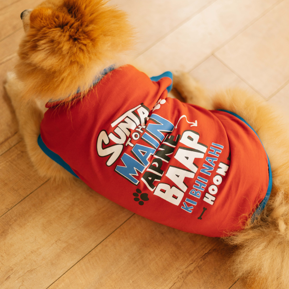 Pet Set Go Sunta Toh Mein Baap Ki Nahi T-shirt (Red)