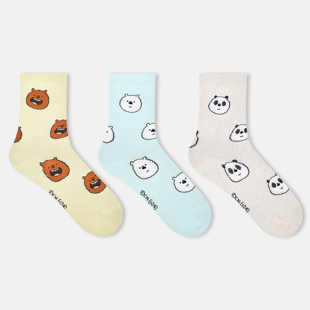 SocksXpress We Bare Bears Themed Crew Socks for Women (Pack of 3) image 1