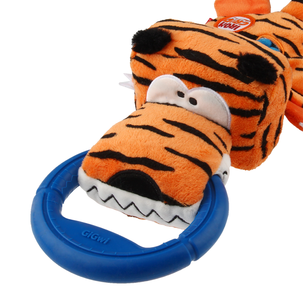 GiGwi Iron Grip Tiger Plush with TRP Handle Toy for Dogs (Orange) image 3