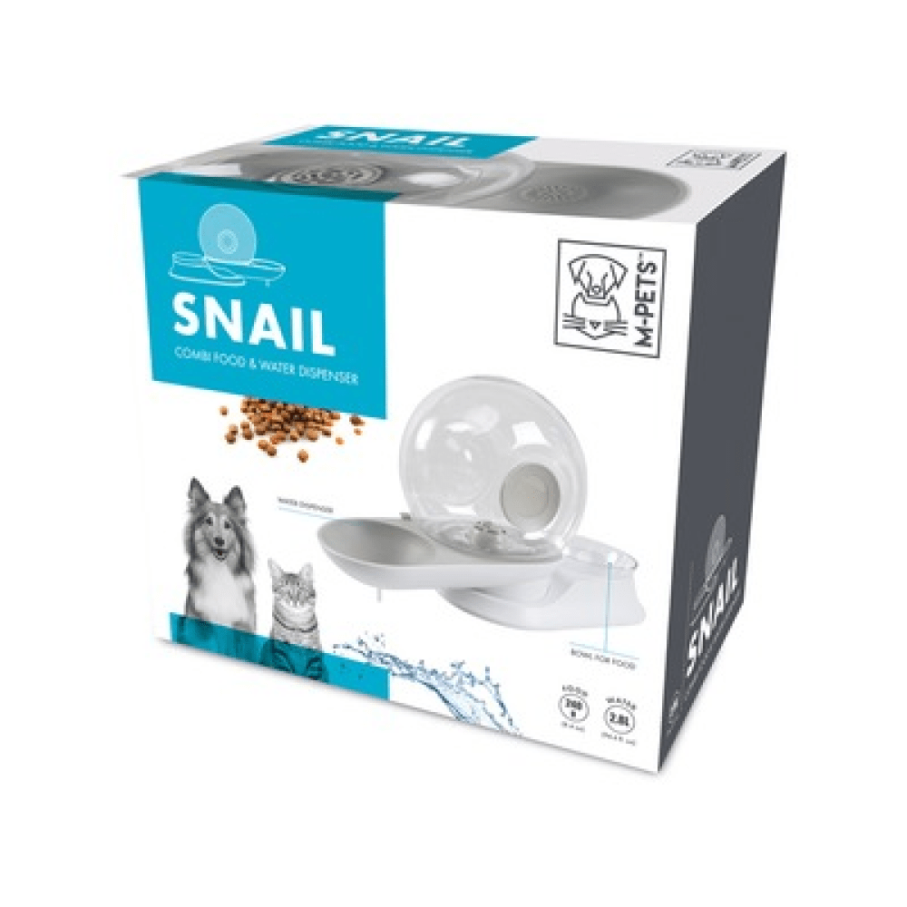M Pets Snail Combi Food & Water Dispenser for Dogs and Cats (Blue) image 2