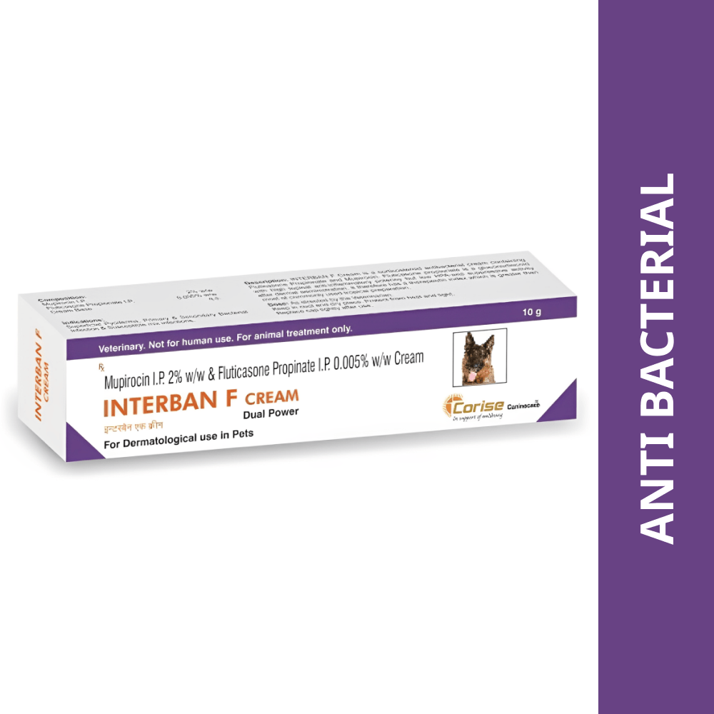 Corise Interban F Cream (Mupirocin Fluticasone) for Dogs and Cats (10g) image 1