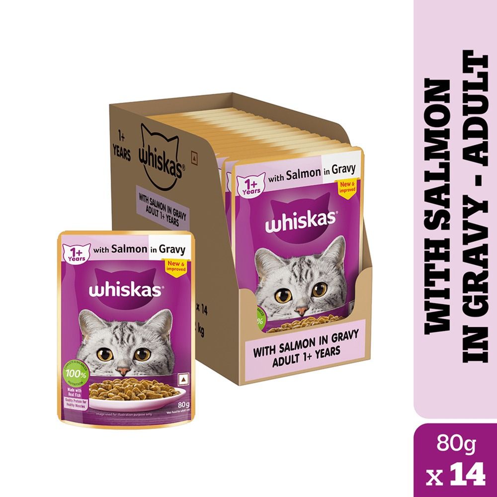Whiskas Salmon in Gravy Meal and Chicken With Salmon Wakame Seaweed in Gravy Tasty Mix Adult Cat Wet Food Combo image 2