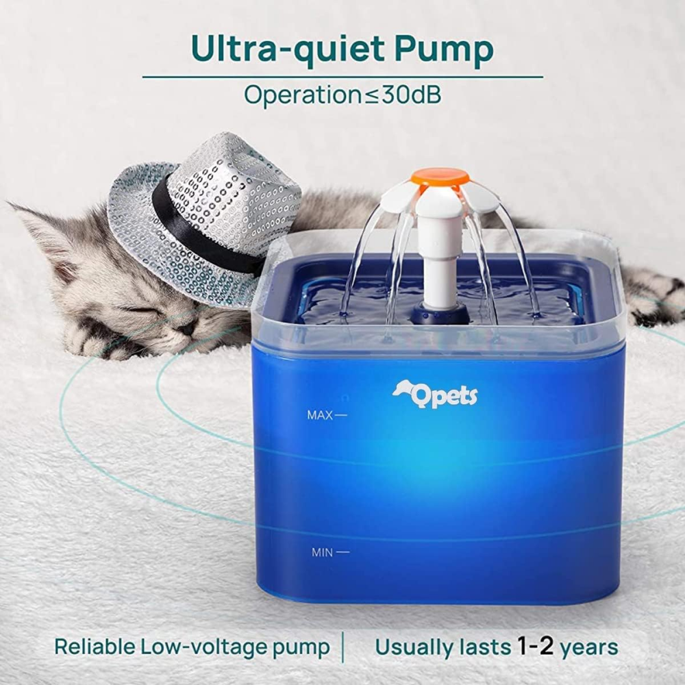QPets Automatic Water Fountain with LED Light for Pets (Blue) image 2