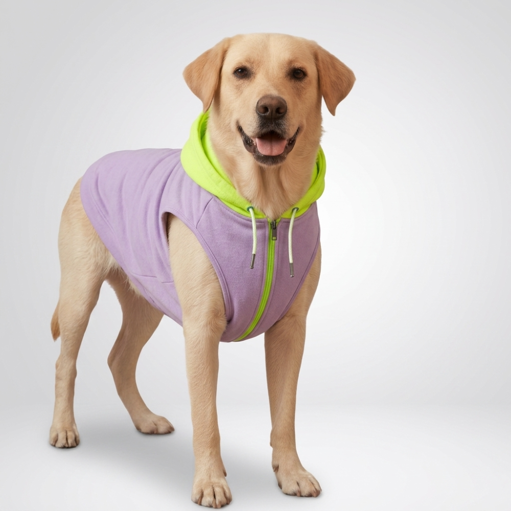 Skatrs Lilac Pop In-Style Hoodie For Dogs and Cats(Lilac & Neon Green) image 3