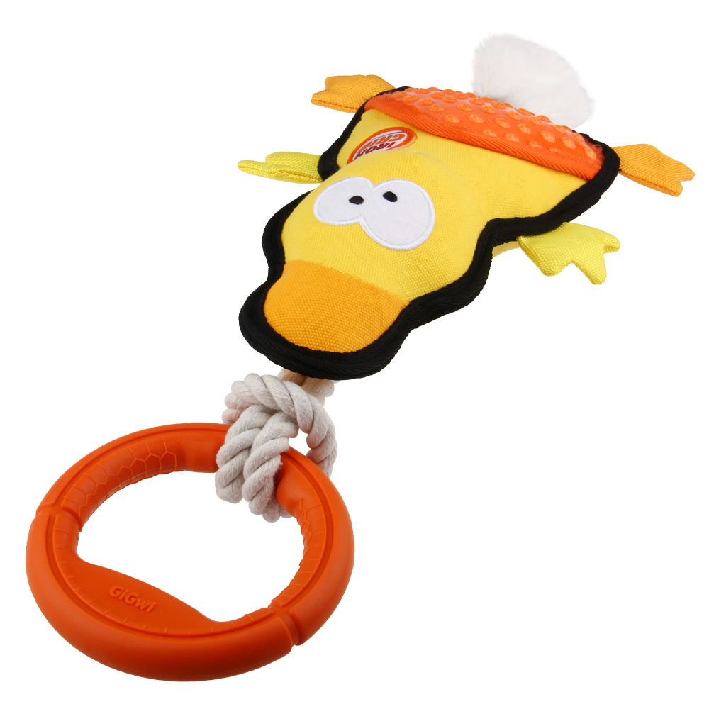 GiGwi Iron Grip Duck Plush with TRP Handle Toy for Dogs (Yellow) image 3