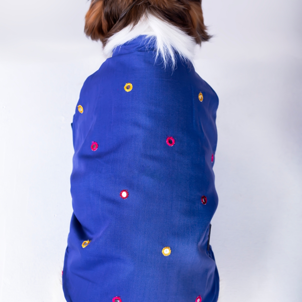 15 Furries Mirrorwork Kurta for Dogs (Persian Blue) image 4