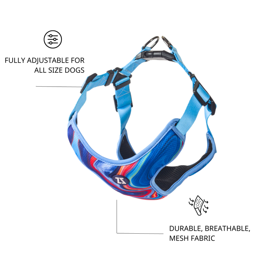 Zoomiez Adjustable Fluid Printed Step in Mesh Harness for Dogs image 3