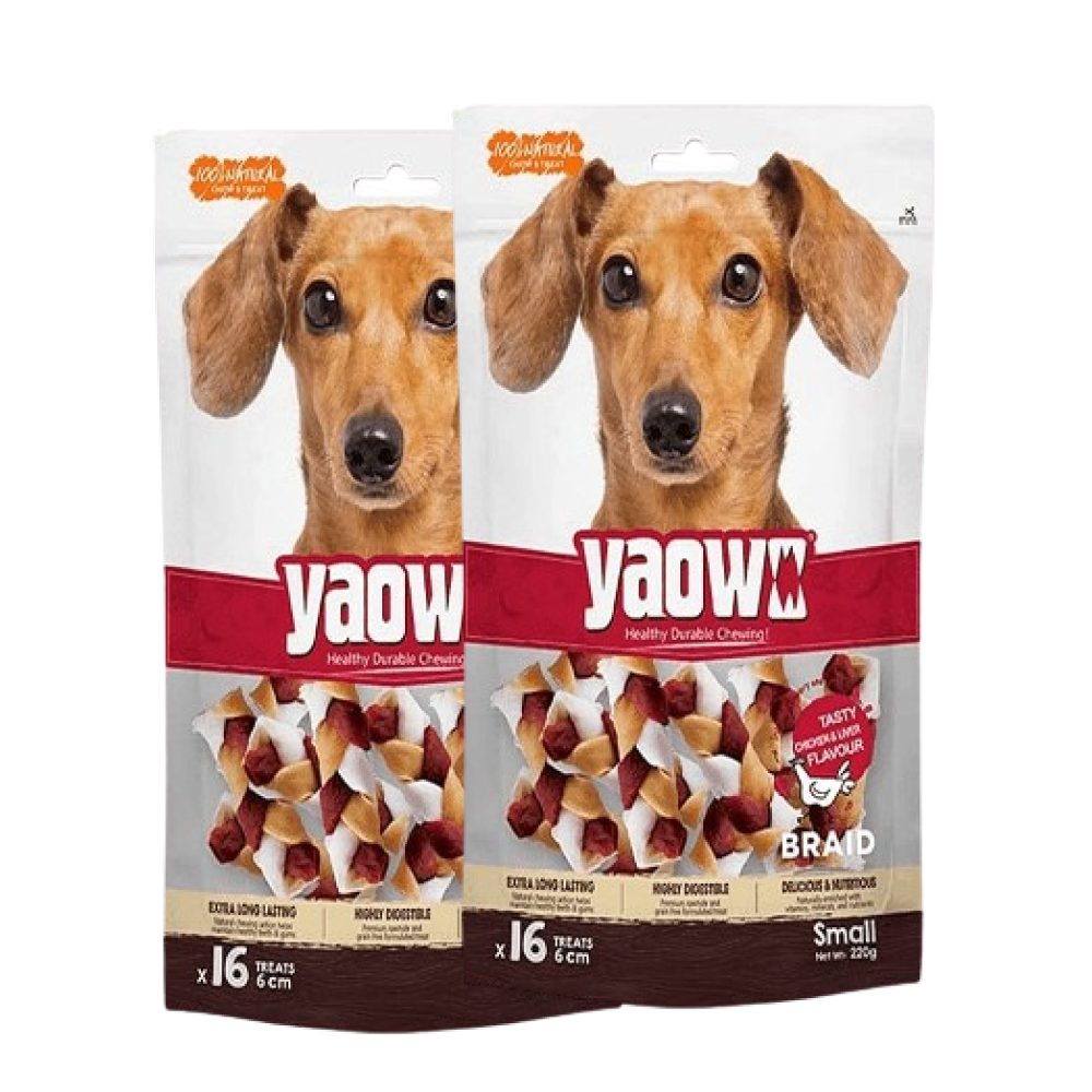 Gnawlers Yaowo Braid Chicken and Liver Dog Treats (6cm) image 3