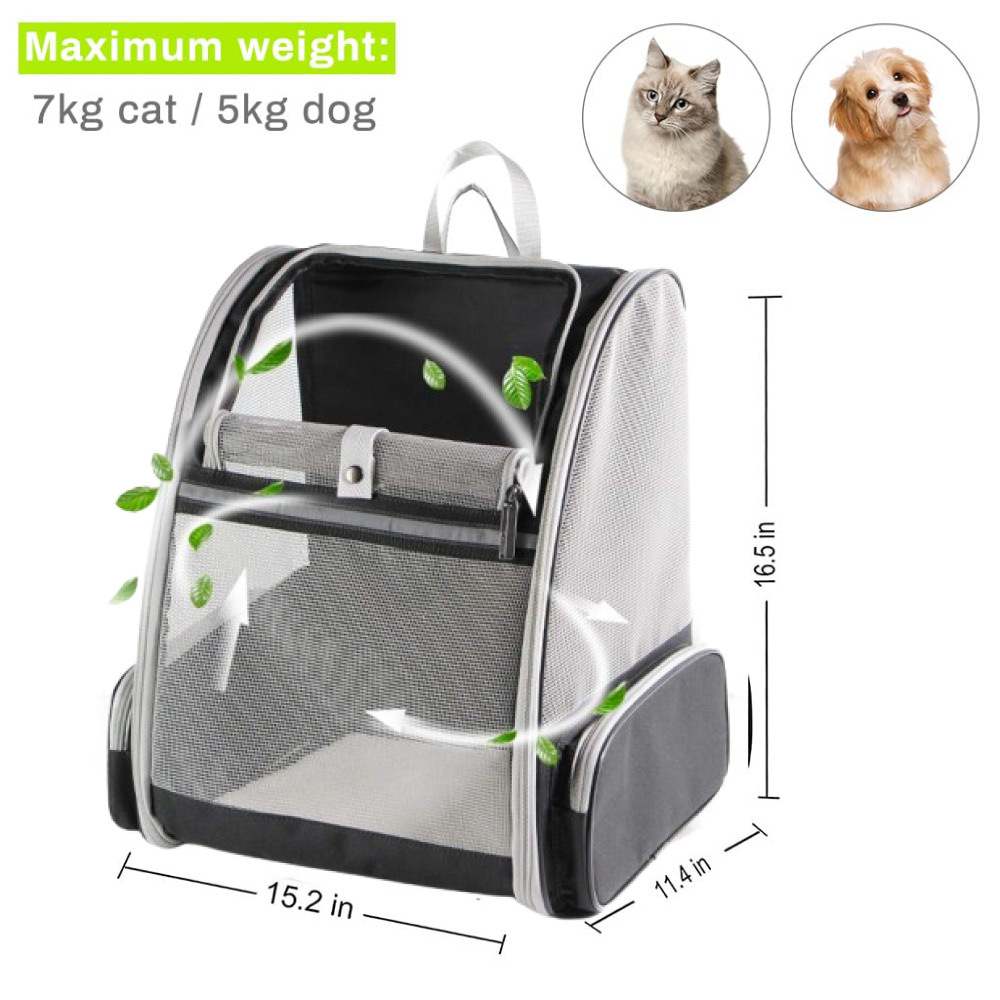 QPets Expandable Backpack for Dogs and Cats (Grey) image 2