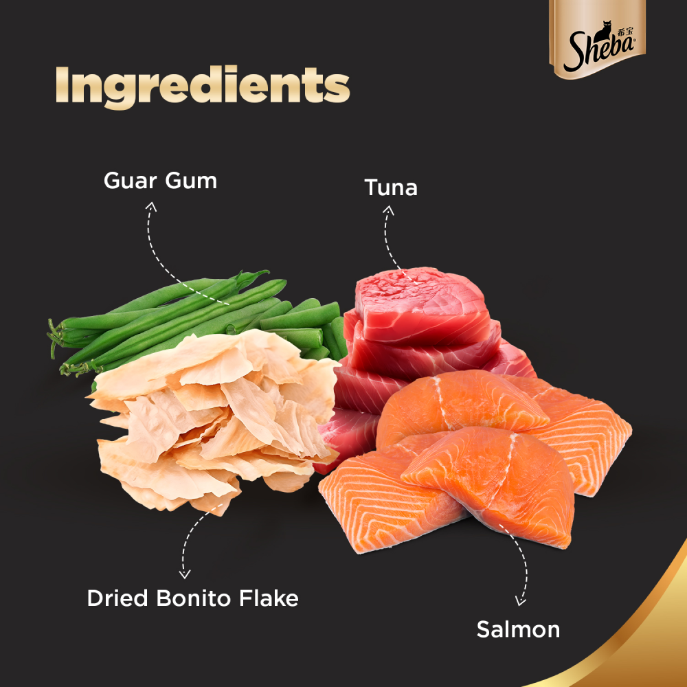Sheba Skipjack & Salmon, Fish with Sasami and Maguro & Bream Fish Mix Premium Cat Wet Food Combo image 4