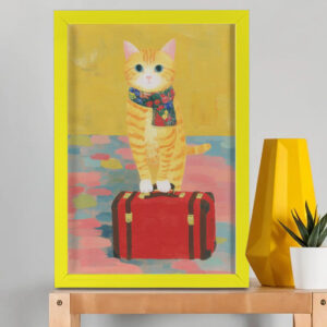 EverythingBoho The Solo Traveller Cat Wall Art (Yellow)