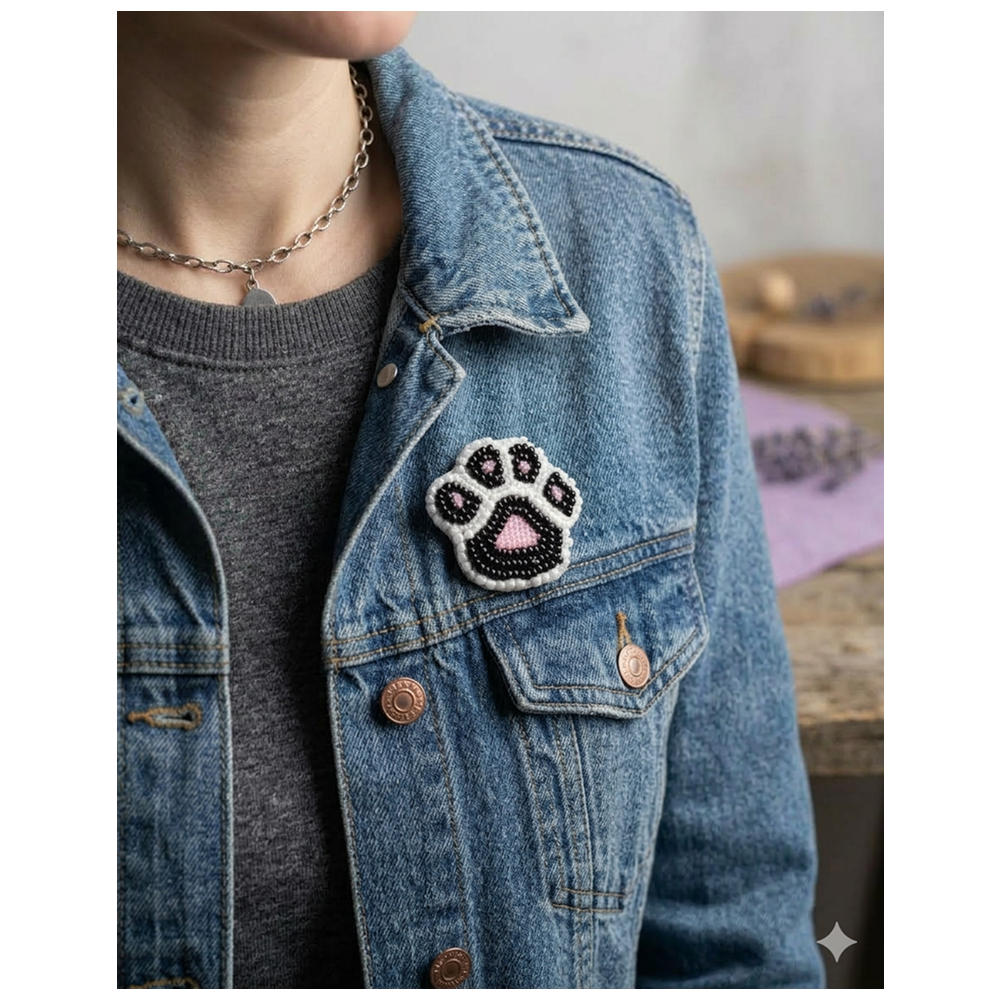 Furry Tales Artisan Handcrafted Black Pawgic Pet Theme Decorative Brooch (Black and White image 5