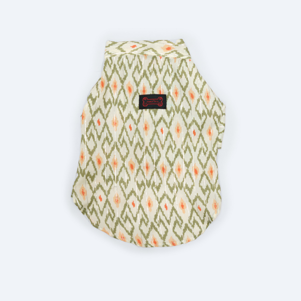 Pawgypets Heritage Kurta for Dogs and Cats (Off White/Orange) image 3