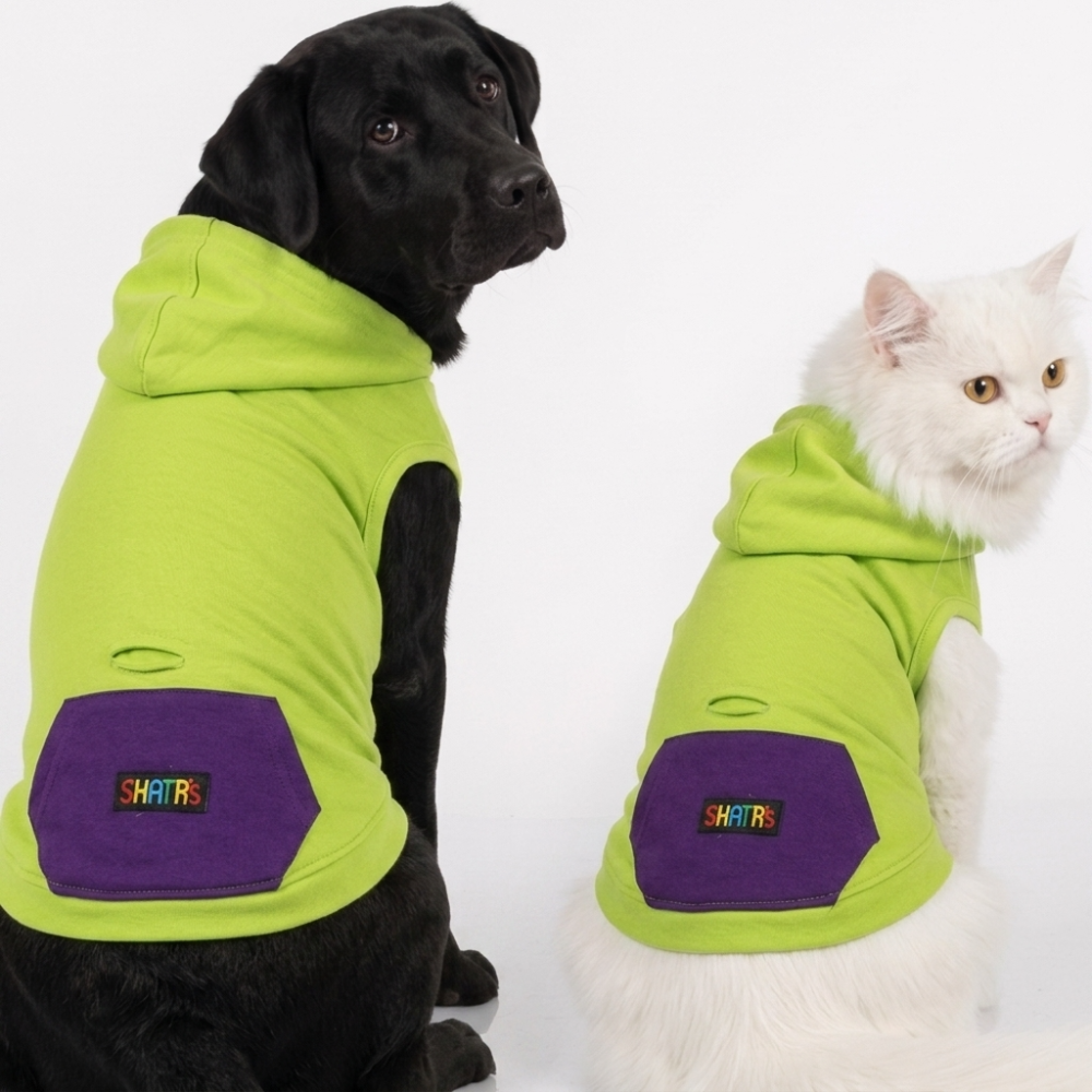 Skatrs Galaxy Breezy Hoodies with Pockets for Dogs and Cats (Green)