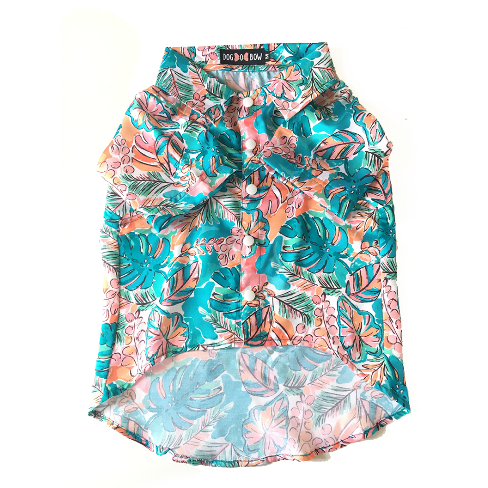 Dogobow Tropicana Shirt for Dogs and Cats (Aqua Blue) (Get a Bow Free) image 5