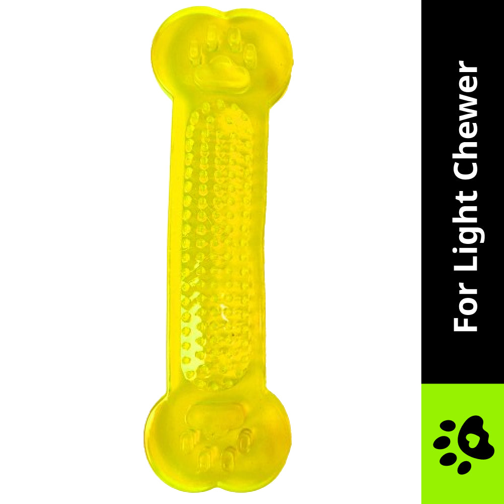 Chullbull Flat Silicone Gel Teething Bone Chew Toy for Puppies & Dogs (Yellow) image 2
