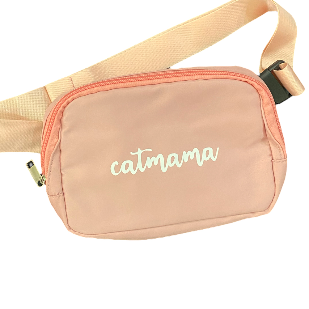 Talking Dog Club Cat Mama Waist Pouch Carry All Tote Bag for Women (Dusty Rose)