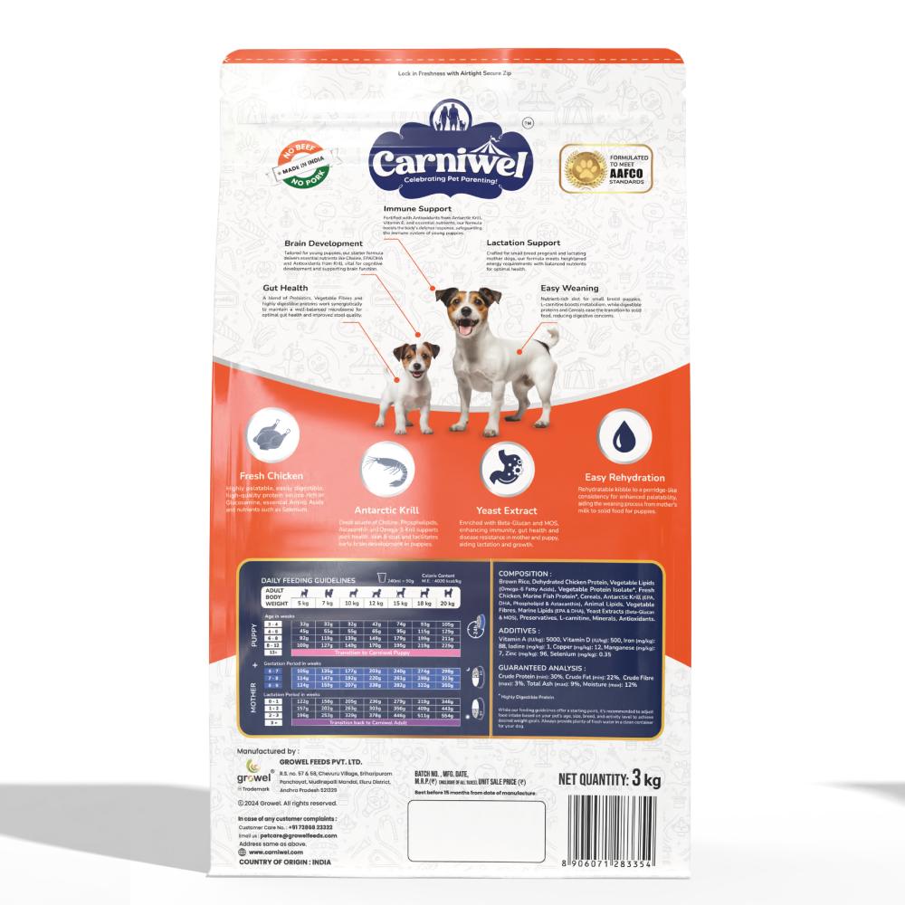Carniwel Fresh Chicken Kibble Starter For Small Breed Mother & Baby Dog Dry Food image 8