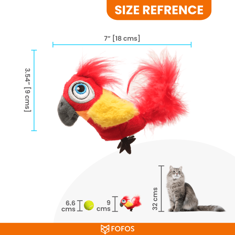 Barkbutler x Fofos Parrot with Catnip Balls Interactive Toy for Cats (Red) image 3
