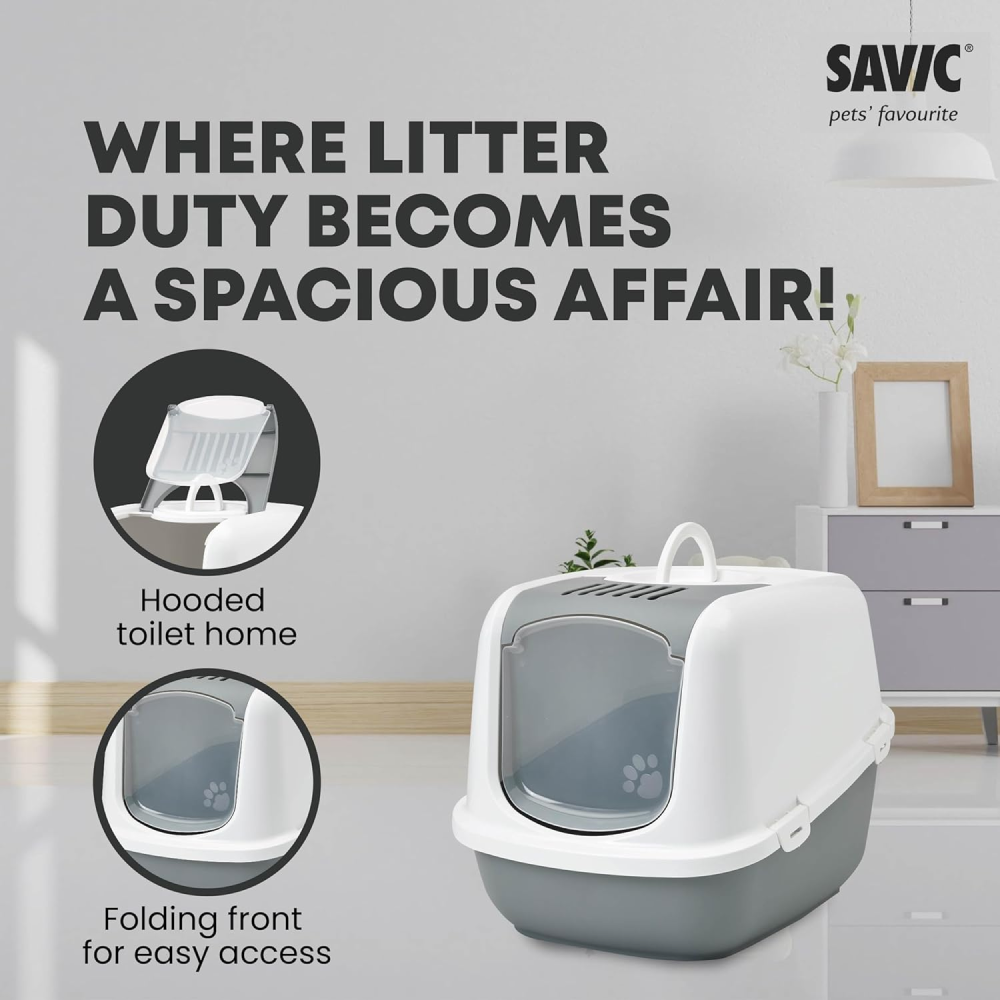 Savic Nestor Jumbo Toilet Home for Cats (Cold Grey) image 2