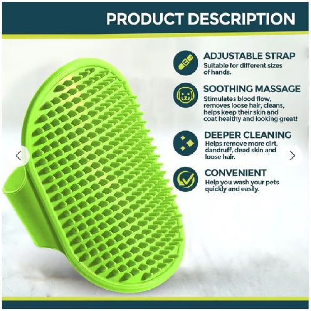 Chullbull Rubber Bristles Hand Brush Comb for Dogs (Green) image 2