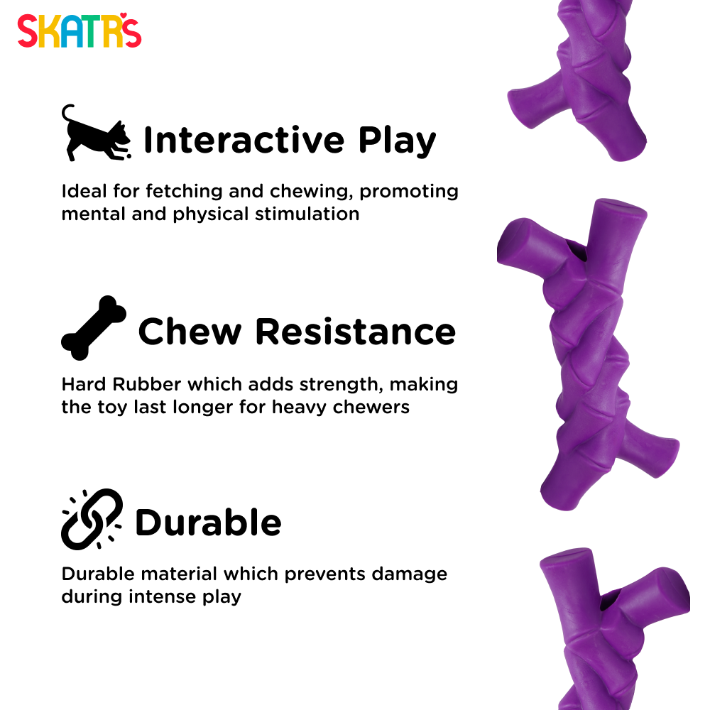 Skatrs Rubber Twisted Bone Toy for Dogs (Purple) image 4