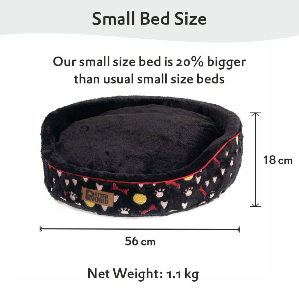 Petter World Soft Micro Fur Round Orthopedic Cuddler Bed with Removable  Cushion Top for Dogs (Jet Black) image 4