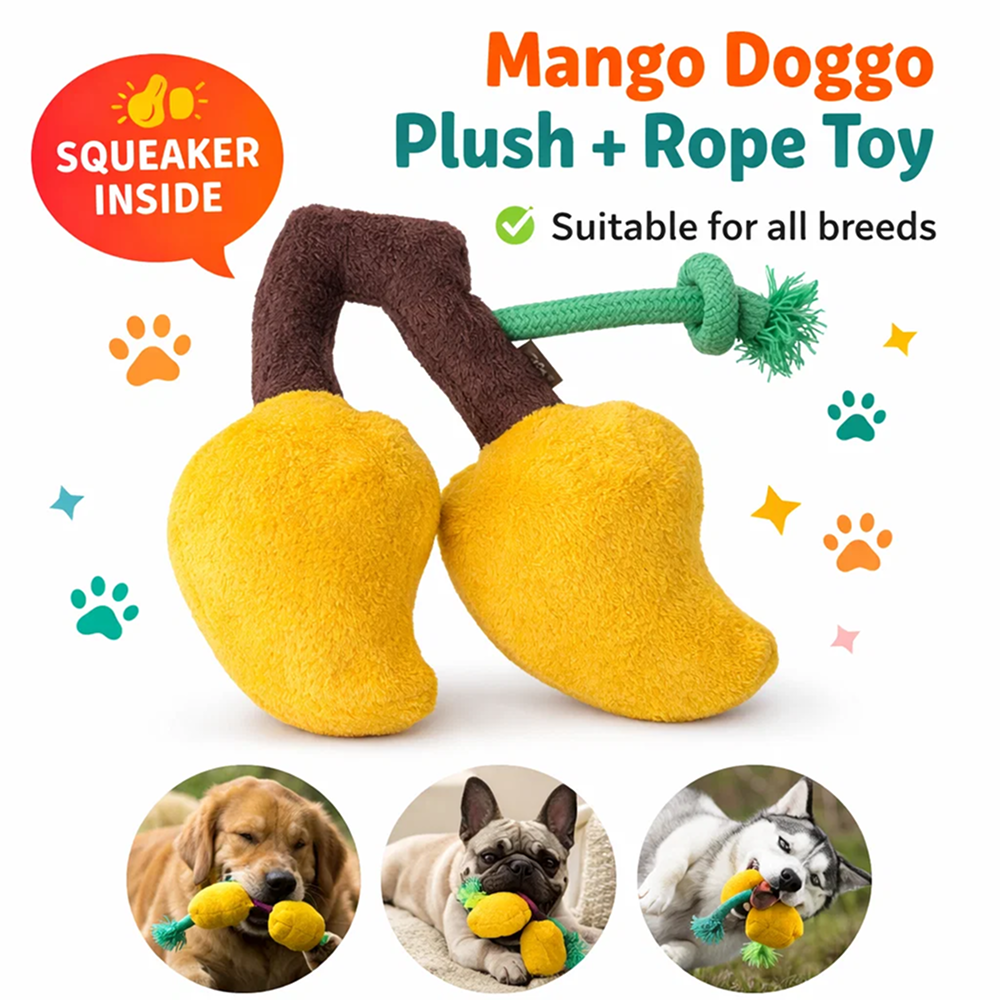 Pawgypets Mango Plush with Rope Toy for Dogs (Yellow) image 6