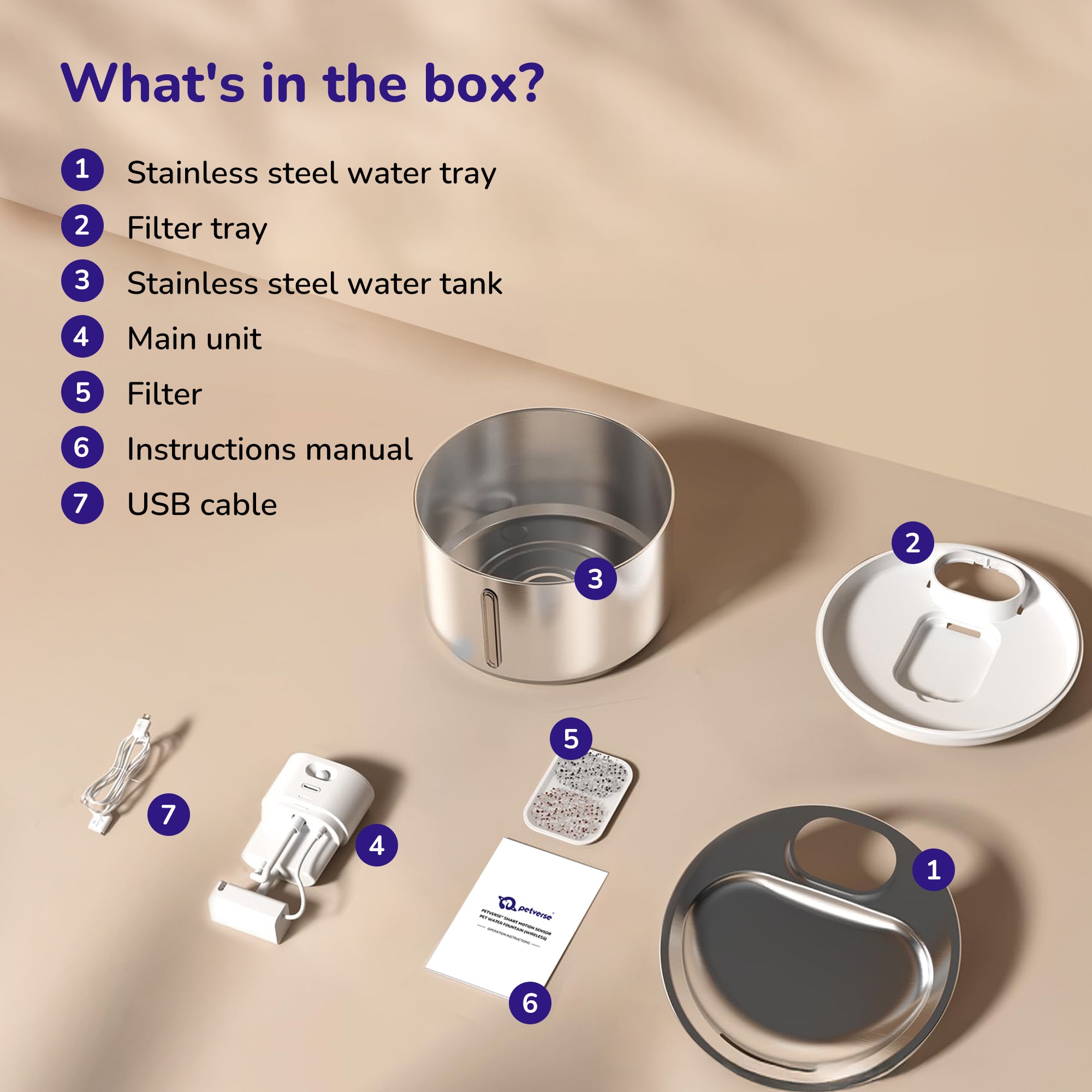 Petverse Smart Motion Sensor Pet Water Fountain for Dogs & Cats (Silver) image 10